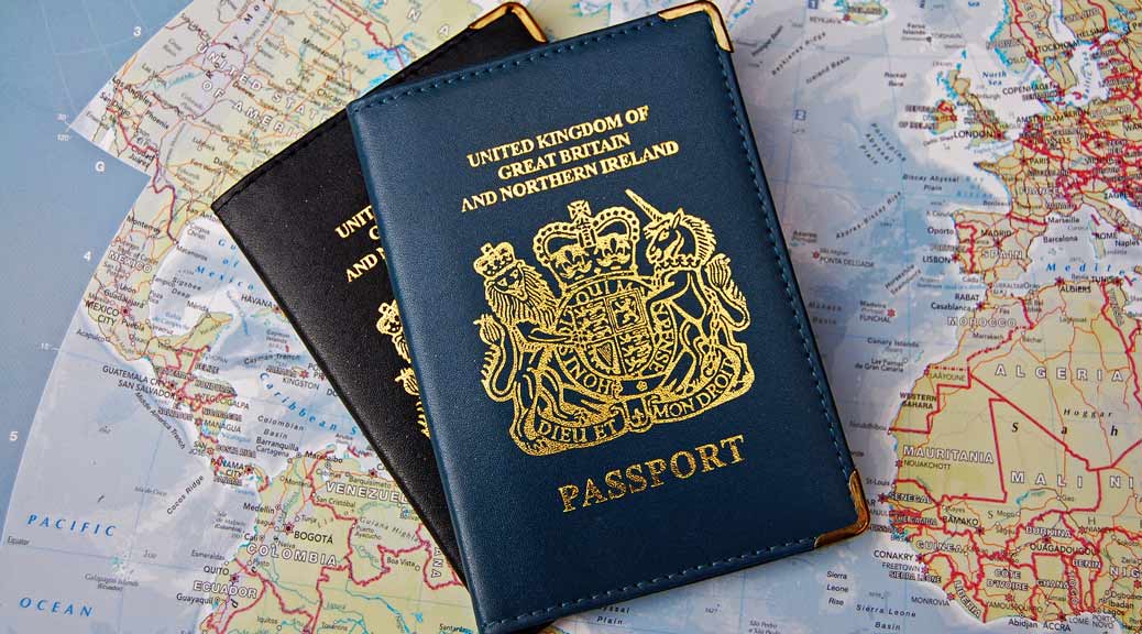 British Passports placed on the World Map
