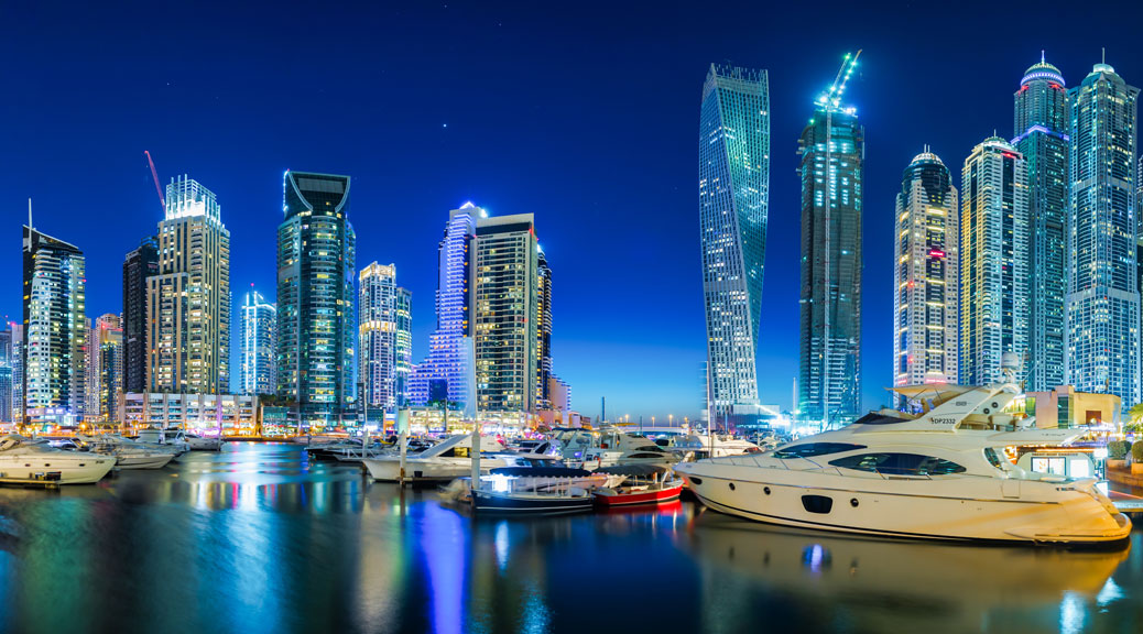 A Night view of Dubai City Marina