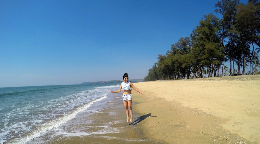 A girl enjoying at Goa beach