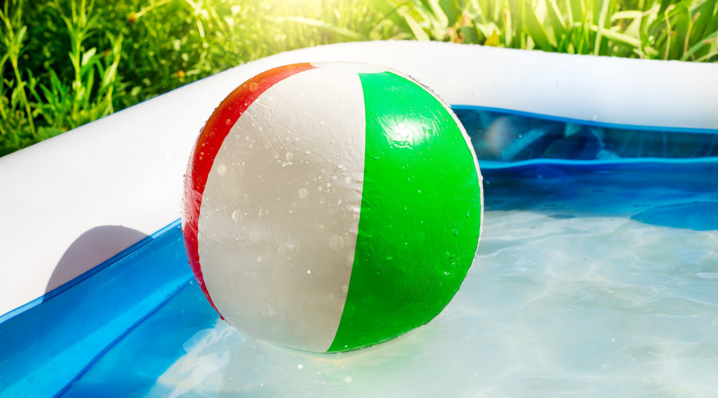 A Ball in an Inflatable pool at Garden