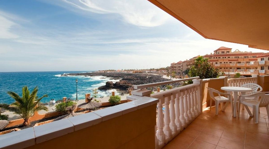 The sea view balcony at beach hotel, Mallorca
