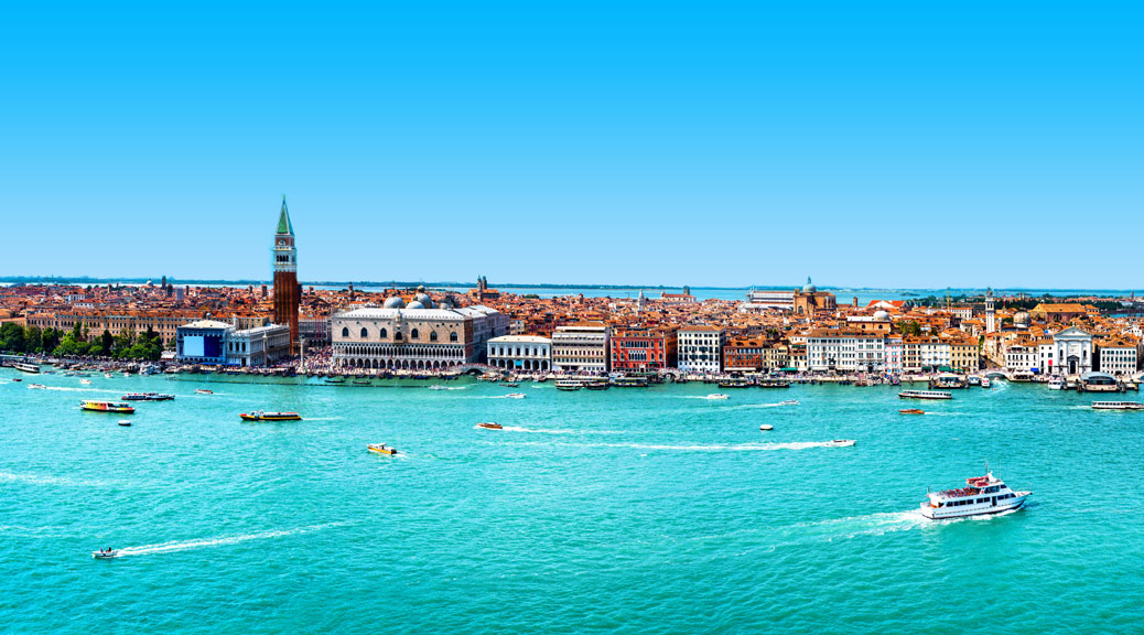 Panoramic Aerial View of Piazza San Marco with Campanile and Doge Palace. Italy