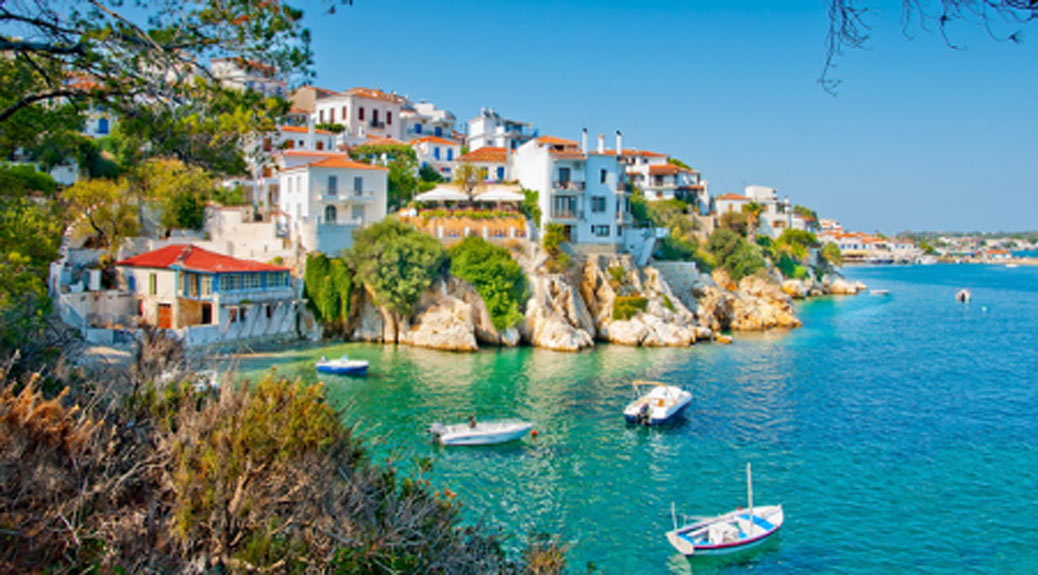 The Old part in town of island Skiathos in Greece