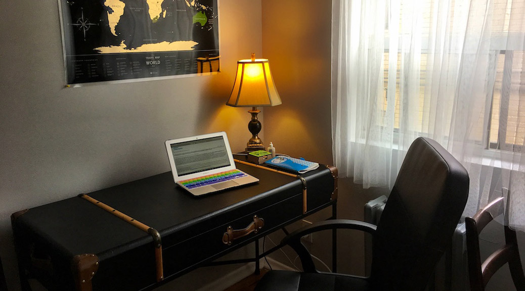 Well Maintained workspace at home with chair and table