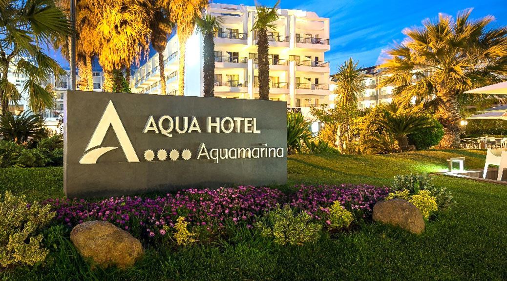 Aquamarina, Hotel, Grass, Sign, Costa, Blanca