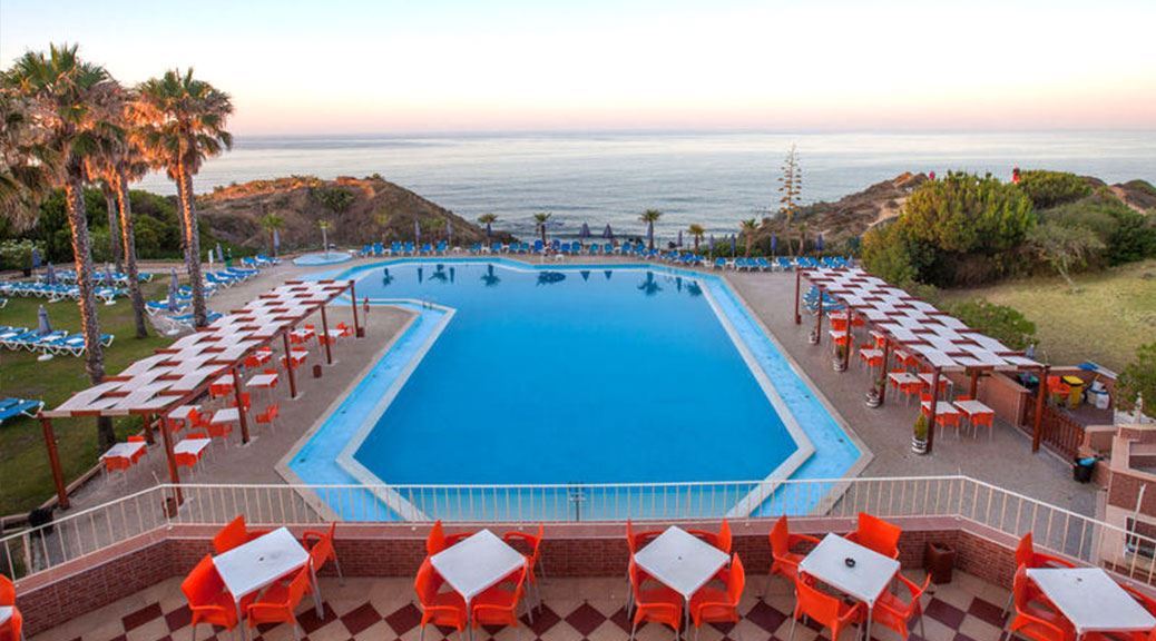 Pool, Sea, Sunloungers, Sunset, Portugal, Hotel