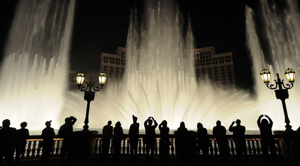 Bellagio Fountains Las Vegas Night People 