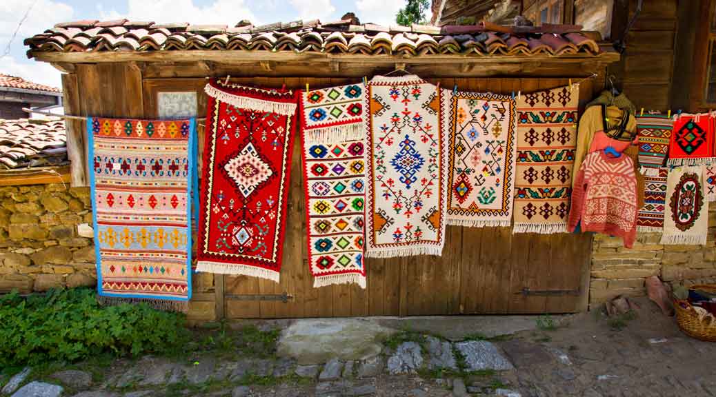 handmade crafts displayed for sale on streets  in the Bulgarian village of Zheravna