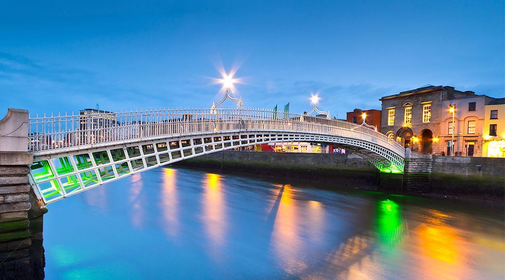 Dublin, ha&#039;penny, Bridge, Lights, River