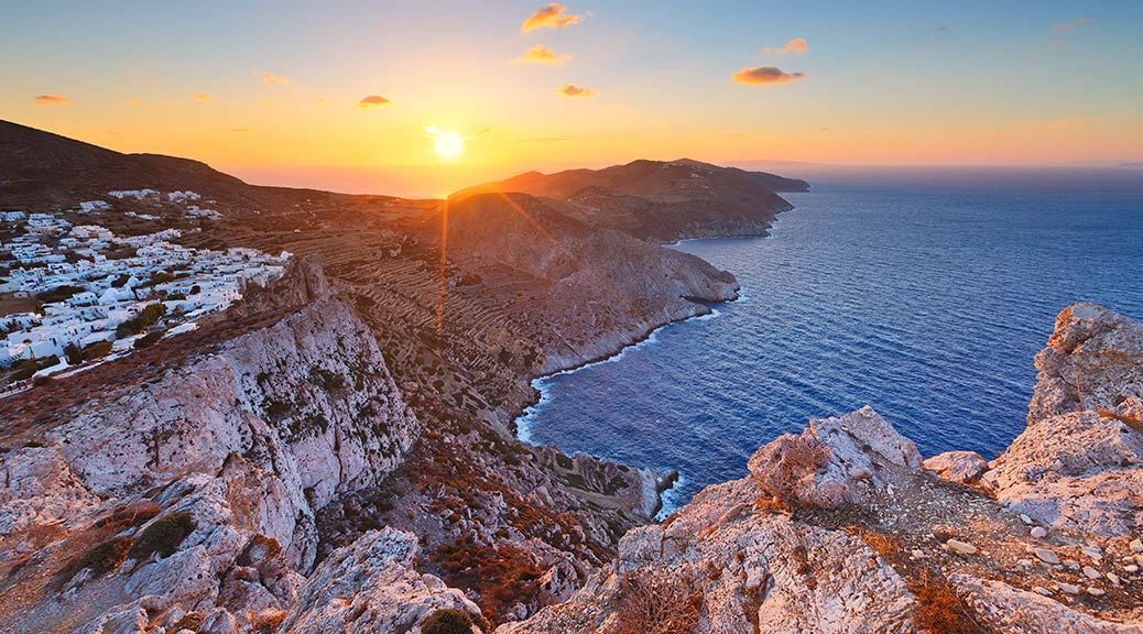 Folegandros, Greece, Sunset, Cliffs, Sea