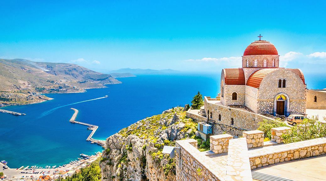 Kos, Church, Red, Roof, Greece, Sea, Panoramic
