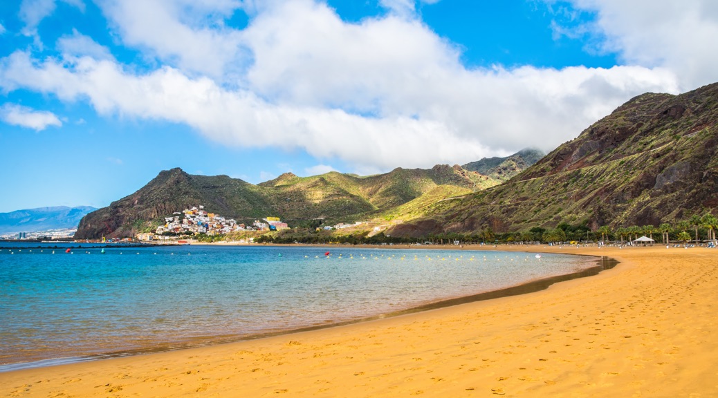 Amazing view of beach las Teresitas. Tenerife, Canary Islands.