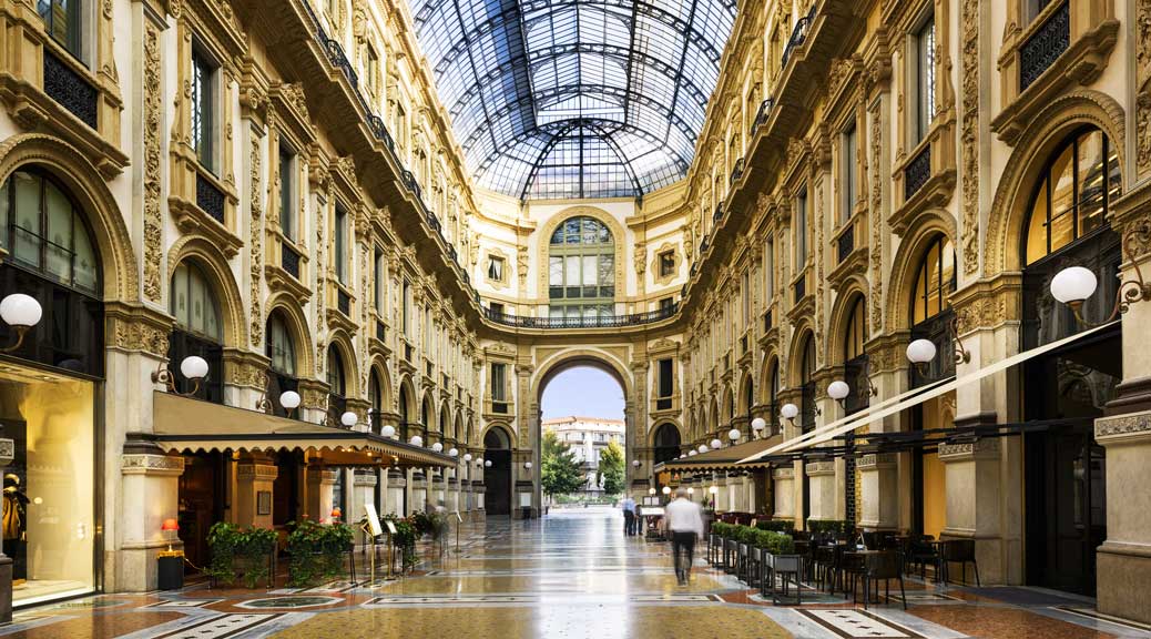 Glass dome of Galleria Vittorio Emanuele in Milan Italy