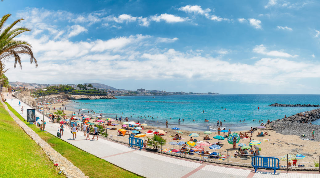 Panoramic view of Los Cristianos Beach, Tenerife, Spain