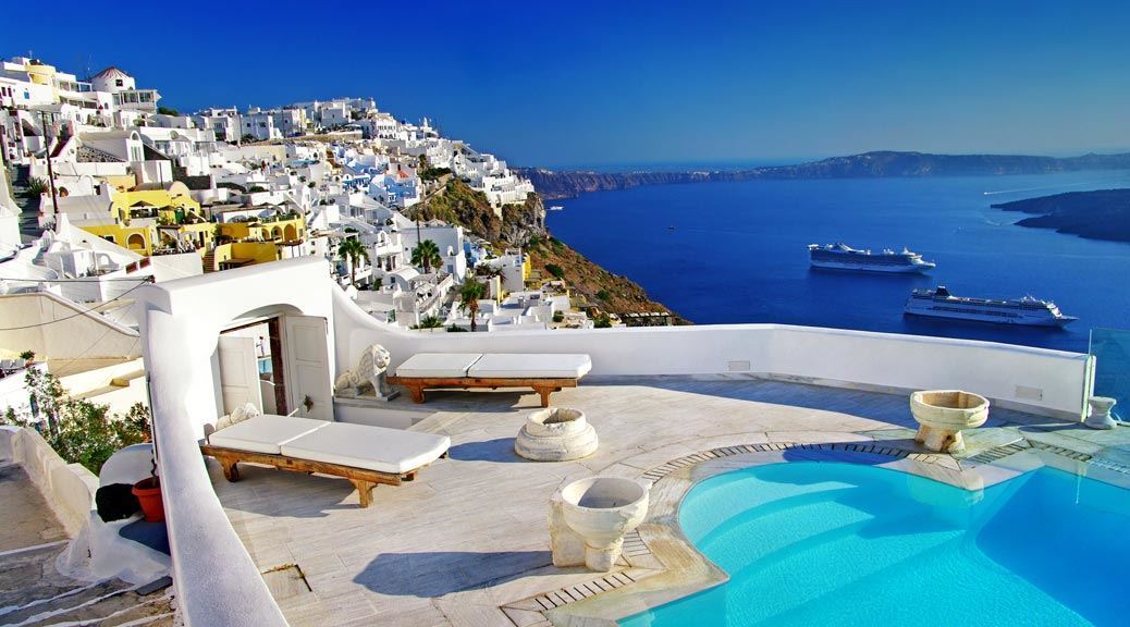 Aegean islands santorini greece july holidays