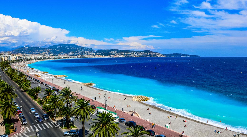 Blue sea beach in Nice France