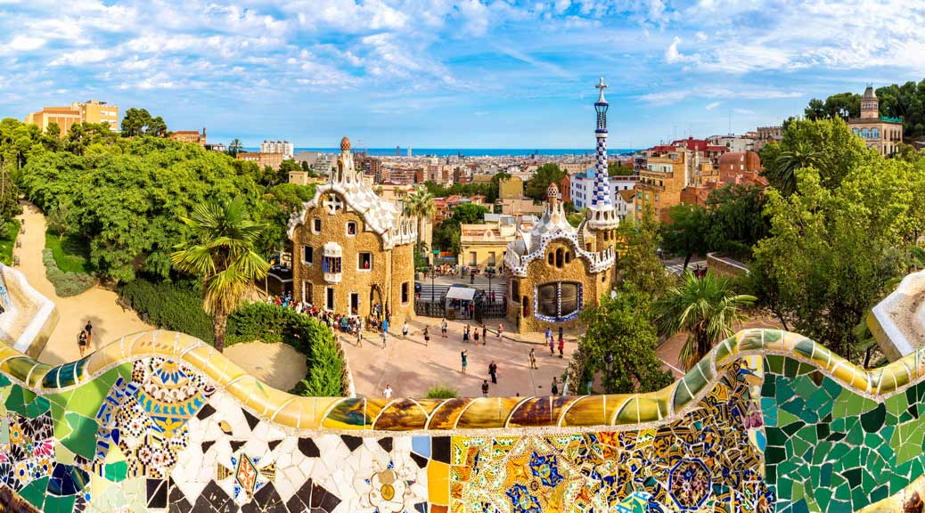 park-guell-by-architect-gaudi-in-a-summer-day-in-barcelona-spain